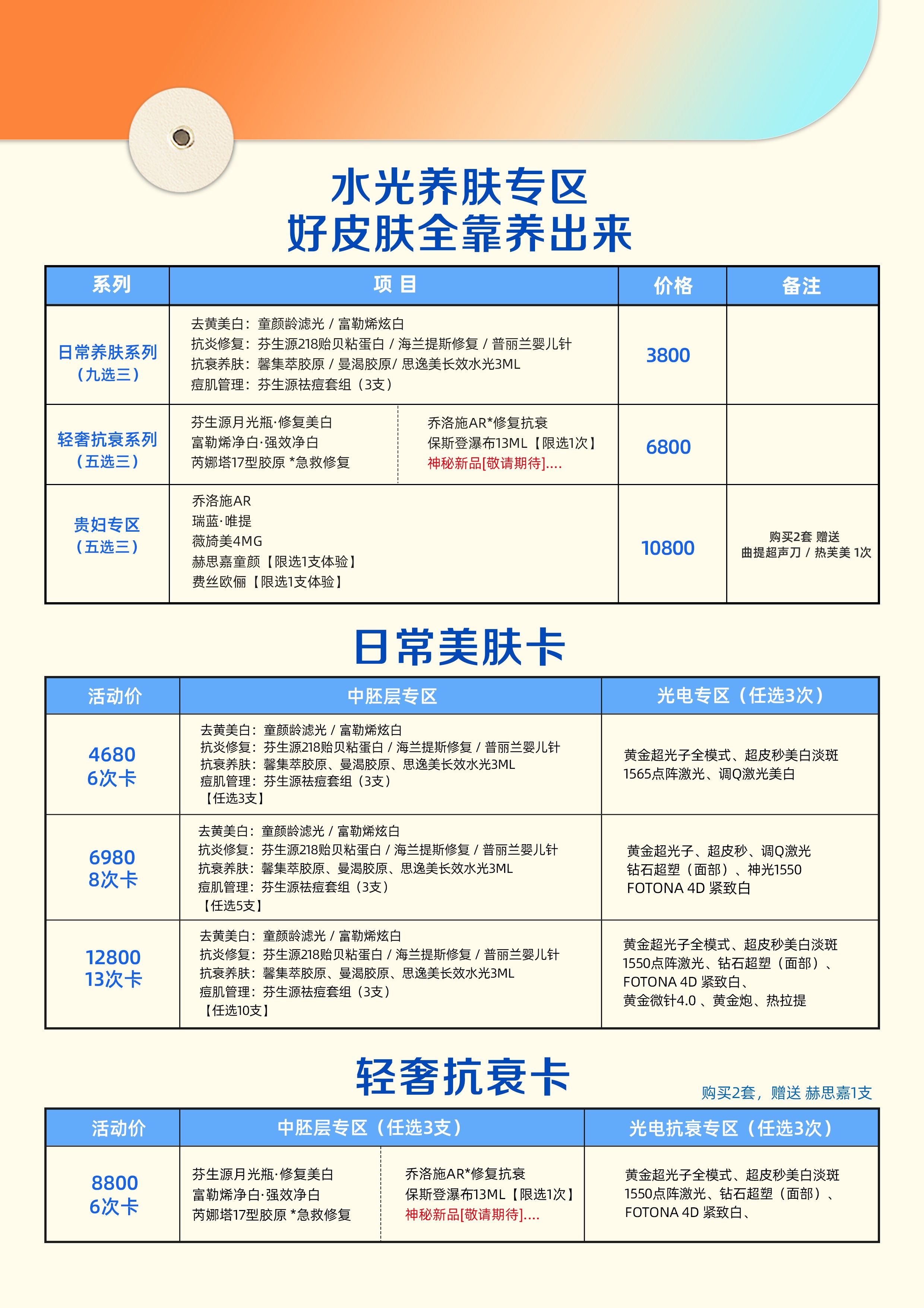 日常美肤卡